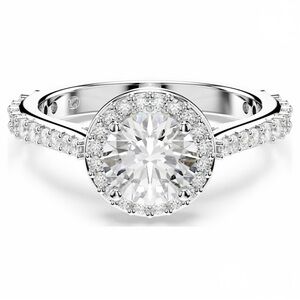 Swarovski Una Angelic Ring Halo Solitaire with Pave Crystals Size 7